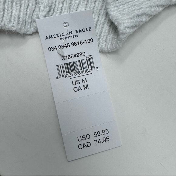 American Eagle Smiley Sweater Logo Mock Neck Lightweight Long Sleeve Size M NEW - Picture 8 of 9